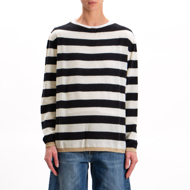 Vicolo-Maglia righe misto cashmere - oro/nero/latte