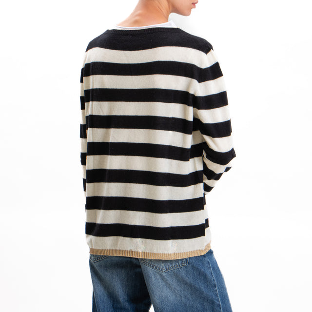 Vicolo-Maglia righe misto cashmere - oro/nero/latte