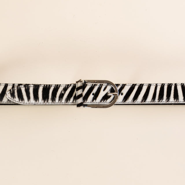 Zeroassoluto-Zebra pony belt - cream/black