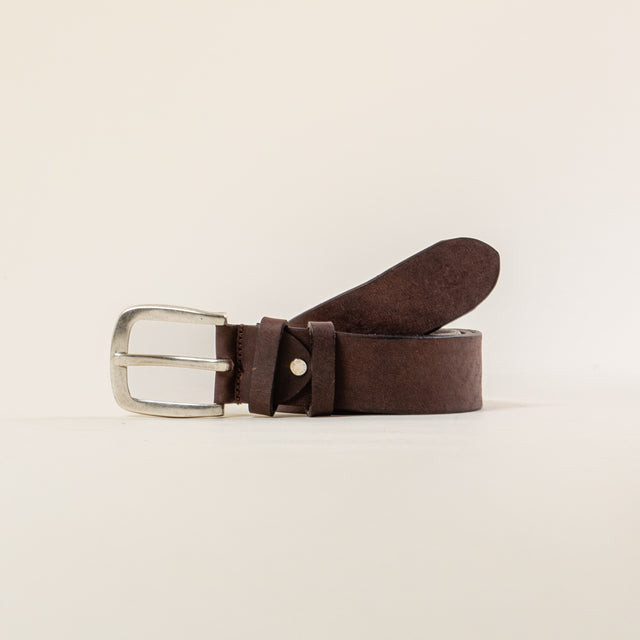 zeroassoluto-cintura in pelle con fibbia - moro